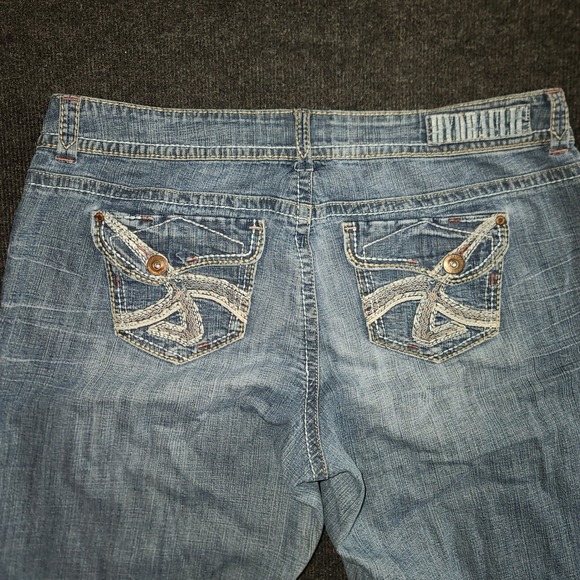 Hydraulic Denim Capri Pants Embroidered‎ Pockets Stretch Blue Size 16 - Picture 9 of 10